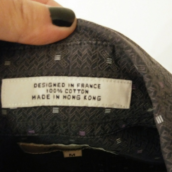 Faconnable Gray With Prints Casual Dress Shirt - Picture 4 of 8